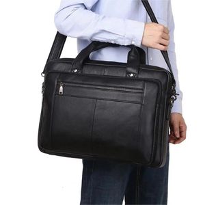 Bortkroppar Business Men's Portfölj axelväska Dator Crossbody Travel Handväska stor kapacitet 16 tum äkta Lea 231208