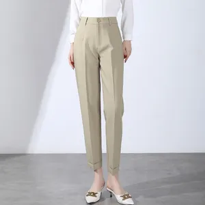 Spodnie damskie wysokie talia prosta ołówek dla kobiet wiosna jesień żeńska biała garnitury panie biuro damskie spodnie najwyższej jakości
