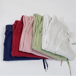 2023 lu Yoga Jogging Ladies Pantaloni sportivi a vita alta Puro cotone in pile Maglione Pantaloni Fitness Autunno e inverno 6 colori LL