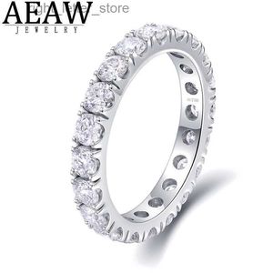 Med sidogenar aeaw solid 14k vitt guld runda moissanite enternity full diamantband 2,5 mm 1,5ctw df färg för kvinnor yq231209