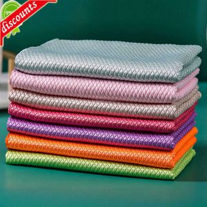 Uppgradera nya 1/10st Microfiber Glass Polering Rags Fish Scale Tygrengöring Handduk för kök Windows bilspeglar Torka hemverktygshandduk