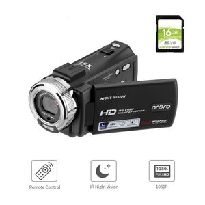 Mini DVs Câmera de Vídeo Home Camcorder Retro Full HD Ordro V12 1080P Infravermelho Night Vision Câmeras Digitais Mini DV Recorder Filmadora 231208