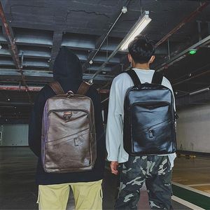 Рюкзак 2021, мужской кожаный рюкзак для ноутбука, водонепроницаемая дорожная сумка из искусственной кожи, мужские сумки большой вместимости, школьная мода Bookbag345w