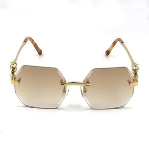 Solglasögon Nya retro Piccadilly Irregular Crystal Cut Lens Eyewear 02818 Frameless Animal Legs Fashion Avant-garde Design UV400 LI2375