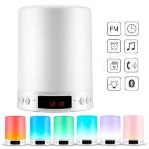 Lâmpada portátil para festa de Natal Luz noturna de mesa Alto-falante Bluetooth Música Cartão TF Rádio FM Despertador Luz digital LED Multicolor alto-falante externo presentes de aniversário