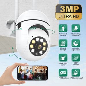 Купольные камеры 1/4 шт. Wi-Fi камера 3MP IP для улицы 4-кратный цифровой зум Беспроводной монитор безопасности Ночное видение AI Smart Tracking Камеры наблюдения 231208