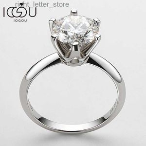 Med sidor Stones Iogou 2023 Kvinnors förlovningsring 3 Mosanite Solitaire Ring White Gold GRA Certificate 925 Sterling Silver Luxury Jewelry YQ231209