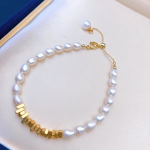 Beaded material and pearls is enough to make you beautiful all year round 5-6mm natural freshwater millet pearl bracelet HBB2 231208