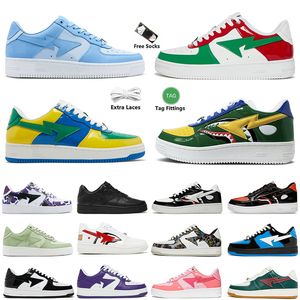 2024 Top Quality og Women Mens Sneakers A Bathing Ape Bapesk8 Sta Designer Shoes Patent Läder Gray Pink Foam Green Red White Black Low Panda Runners Retros Trainers