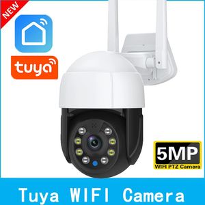 Dome Cameras 5MP Tuya Speed Dome PTZ IP Camera Outdoor Auto Tracking Wireless WIFI Camera P2P CCTV Camera Full Color AI Detect Surveillance 231208