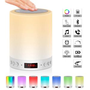 5 In 1 Portable Bedside Lamp Table Lamp Bluetooth Speaker Music TF Card FM Radio Alarm Clock Digital Light LED Multicolor Outdoor Speaker Light Birthday Gifts