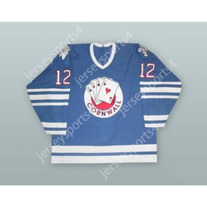 JERSEY DA HOCKEY BLU JANNE LAUKKANEN 12 CORNWALL ACES NUOVO Top cucito S-M-L-XL-XXL-3XL-4XL-5XL-6XL