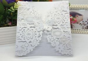 Greeting Cards 40pcspack Shiny Pearl Paper Wedding Invitation Card Flower Laser Cut Carved 3D Butterfly Invitations For Birthday 9342671