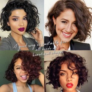 yielding Lace Wigs Wig curly black wig fluffy explosive head with a 12 inch split front lace headband hair