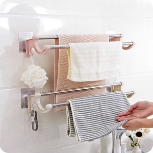 Rostfritt stål dubbelskikt badrum handduk förvaring rack badrum handdukstång hängande tillbehör grossist sug