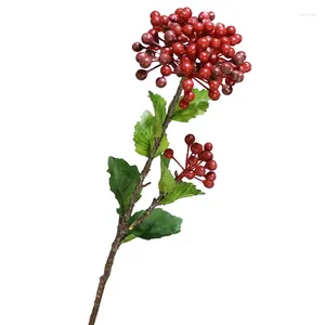 Dekorativ blommor Blomma Art Simulation Fruit Red Single Branch Blueberry Berry White Christmas Artificial Home Placement