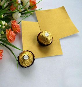 Confezione regalo 100 pezzi quadrati Dolci Caramelle Cioccolato Lecca lecca Carta Involucri in foglio di alluminio Oro2304889