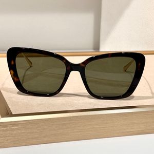 Cat-Eye-Sonnenbrille, Metall, Gold, Havanna, grüne Linse, Damen-Sonnenbrillen, Gafas de Sol, Designer-Sonnenbrillen, Occhiali da sole, UV400-Schutzbrillen