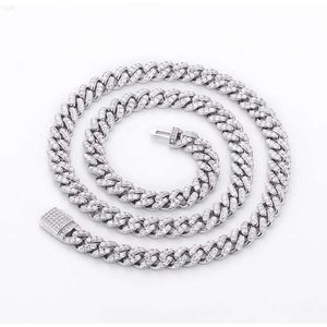 8mm bredd Anpassad fin kubansk kedjehalsband 925 Sterling Silver D Color Moissanite Stone Cuban Link Chain Halsband