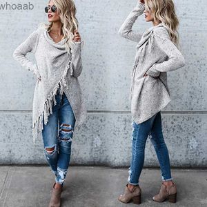 Kadın Sweaters Kadınlar Knited Sıcak Sweater Kış Hardians Uzun Kollu Tassel Saçak Şal Ponço Büyük Boy Haridan YQ231209