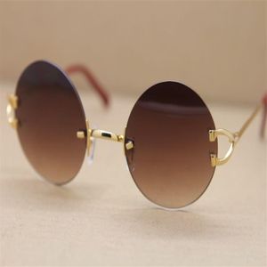 Verkauf von männlichen und weiblichen UV400-Schutz-Metall-Rundsonnenbrillen 2804392, randlos, hochwertige Mode, Vintage-Damenbrille, 18 Karat, Gol264c
