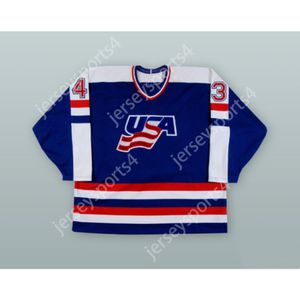 Custom MOE MANTHA 43 USA NATIONAL TEAM BLUE HOCKEY JERSEY NEW Top Stitched S-M-L-XL-XXL-3XL-4XL-5XL-6XL