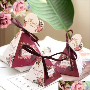 Prezent Triangar Pyramid Marble Candy Box Wedding Favours and Gifts Es czekolada dla gości zapasy imprezowe 220811 Drop Deli dhbur