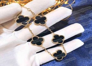 Klassisk mode 4 Leaf Clover Charm -armband Bangle Chain 18K Gold Agate Shell MotherofPearl för Womengirls Linkd1to A183370697