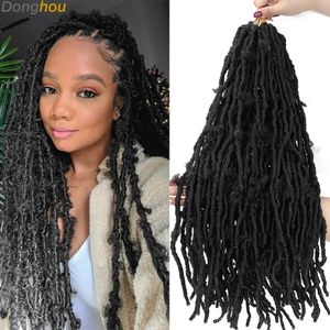 Perucas sintéticas 24 polegadas 6 pacotes borboleta locs crochê cabelo pré-loop bloqueios borboleta macia faux locs crochê tranças dreadlocks cabelo 231208