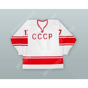 カスタムヴァレリハーラモフ17ソビエト連邦CCCPナショナルチームホワイトホッケージャージーニュートップステッチS-M-L-XL-XXL-3XL-4XL-5XL-6XL