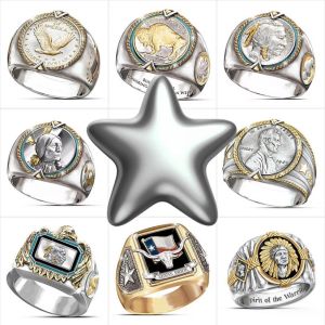 Banda masculina anéis cuba dominador cor de ouro hip hop anel para homens mulheres moda incrustada zircão branco pedras punk anel de casamento jóias
