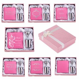 Hip Flasks Bridesmaid gift ENGRAVED Free 18/8 stainless steel pink hip flask and set Wedding Favor Any Text Free engraved food degree 231208