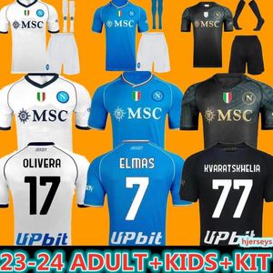 23 24 24 Napoli Soccer Jerseys Maglia 2023 Home Away Zieliinski Anguissa Olivera Kvaratskhelia Dorosły Kids Football Kit Osimhen Lozano Ssc Napoli Maillots de Foot 111