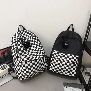 Sacos de noite moda meninas xadrez livro saco de viagem lona crianças de volta à escola mochilas para menino criança bagagem quadriculada com preto e branco 231208