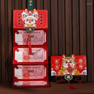 Present Wrap Creative Foldble Red -kuvert med 6/10 kortplatser 2024 Chinese Dragon Year Pocket Envelope Spring Festival Lucky Bags