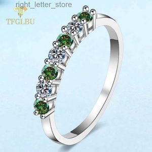 With Side Stones TFGLBU Colorful Shine 0.7CTTW Excellent Cut Moissanite 925 Sterling Sliver Ring for Women Half Enternity Band Gift GRA Jewelry YQ231209