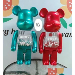 Киноигры 1000% 70 см Bearbrick Evade Glue Фигурки красного и зеленого медведя игрушки для коллекционеров Художественная работа Модель украшения Детский подарок Drop De Dhb3K