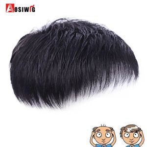 Synthetic Wigs AOSI Short Male's Wig Straight Hair Men Toupee Hairpiece Replacement Synthetic Straight Hair Natural Black Topper Wig 231208