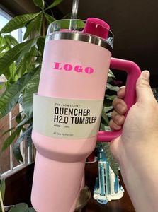 Skepp från USA Winter Pink Red Holiday Starbacks H2.0 40oz Mugs Cosmo Pink Parade Tumblers Car Cups Target Red Flamingo Coffee Valentine's Day Gift Sparkle 1: 1 LOGO GG0222