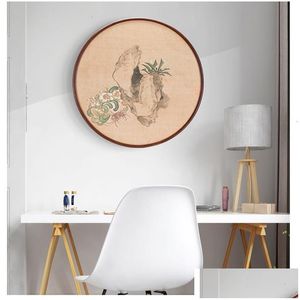 Frames And Mouldings 20 31.5 40 50Cm Round Po Frame Inch Wood Living Room Creative Wall Hanging Big Size Picture Wooden Decoration Sh1 Dhrn1