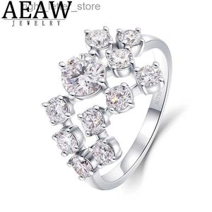 With Side Stones 1.5ctw 5mm Round Excellent DE Color Moissanite Engagement Ring Solid Real 18k White Gold for Women Test Positive YQ231209