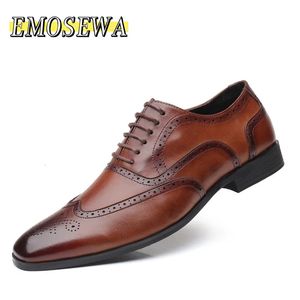 GAI GAI GAI EMOSEWA Triple Joint Handcrafted Men's Genuine Leather Formal Cap Toe Oxford Italian Carved Dress Shoes for Business Men 231208