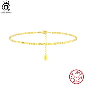 Tornozeleiras Orsa Jóias 14k Ouro 925 Sterling Silver Nugget Chain para Mulheres Moda Único Pé Pulseira Ankle Straps Jóias SA57 231208