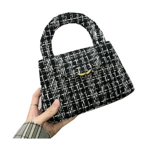 Lyxig handhållen Mini Women Crossbody Bag Sparched Quilted Tweed Coin Purse Luxury Handbag Retro Shoulder Bag Suitcase Pochette Evening Clutch Pochette 22cm
