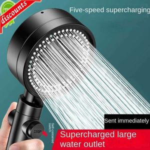 Upgrade New Shower Head Water Saving Black 5 Mode Adjustable High Pressure Shower One-key Stop Water Massage Eco Shower Bathroom Accessories