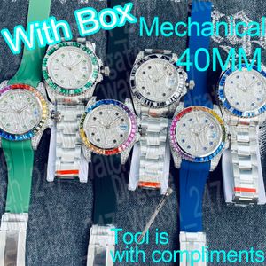 Relógio de arco-íris de moda de luxo 3 mãos relógios masculinos 40mm toplevel 316 pulseira de aço refinado mostrador de cristal relógios automáticos relógios de pulso luminosos à prova d'água