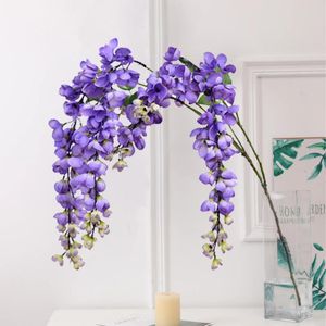 Kwiaty dekoracyjne Fasol Flower Vine Wisteria Festival Bush Fake Home Artificial Decoration White Party Symulacja Symulacja jedwabiu