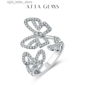 With Side Stones Attagems Moissanite Ring for Women Pass Test Christmas Butterfly Rings 925 Sterling Silver Wedding Fine Jewelry for Women's Gift YQ231209