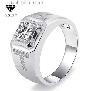 With Side Stones Classic 2 D Color Moissanite Rings For Men 925 Sterling Silver Platinum Plated Party Banquet Wedding Fine Jewelry New YQ231209