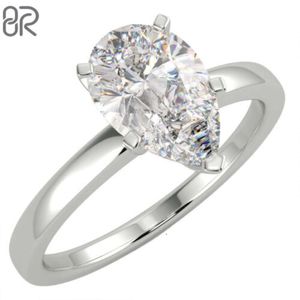 Factory Outlet 10k 14k Wedding Ring Real Gold Gia Certified Pear Cut Lab Grown Diamond Rings smycken Fot Women